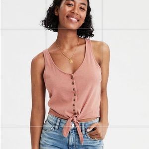 american eagle button front tie tank top